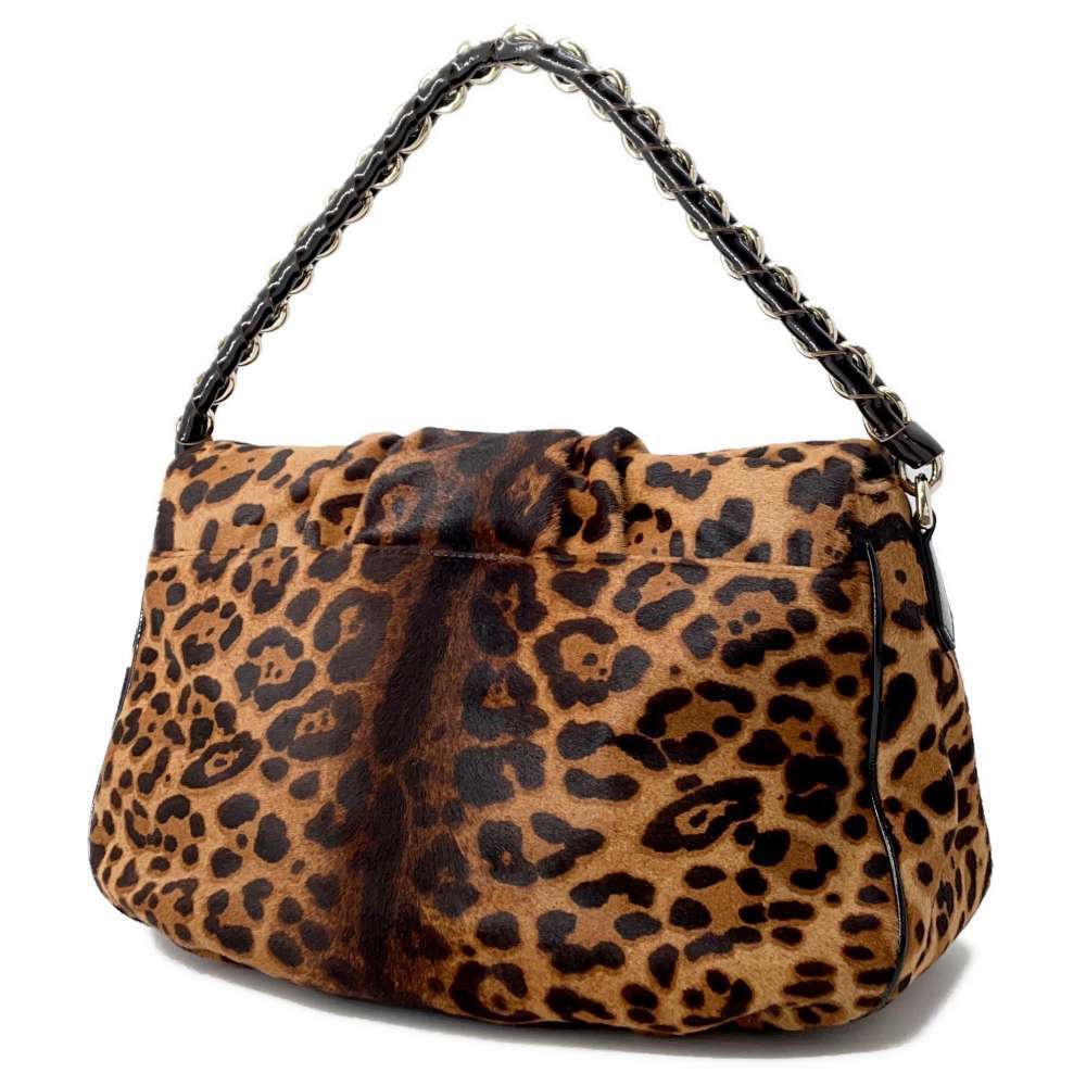 Fendi Calf Leopard One Mamma Shoulder Hair Bag Shoulder Bucket Leather